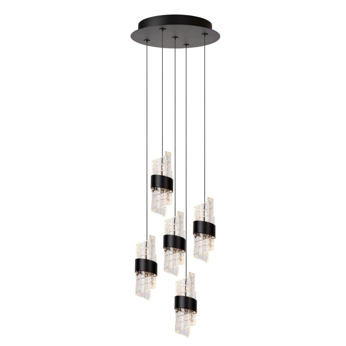 Lucide 13496/36/30 KLIGANDE - Lampa wisząca - 30 cm - Ściemniacz LED - 5x8W 2700K - Czarny