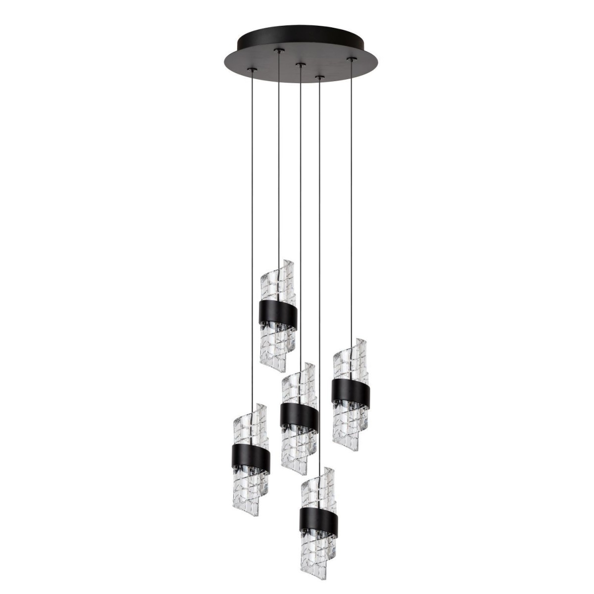 Lucide 13496/36/30 KLIGANDE - Lampa wisząca - 30 cm - Ściemniacz LED - 5x8W 2700K - Czarny