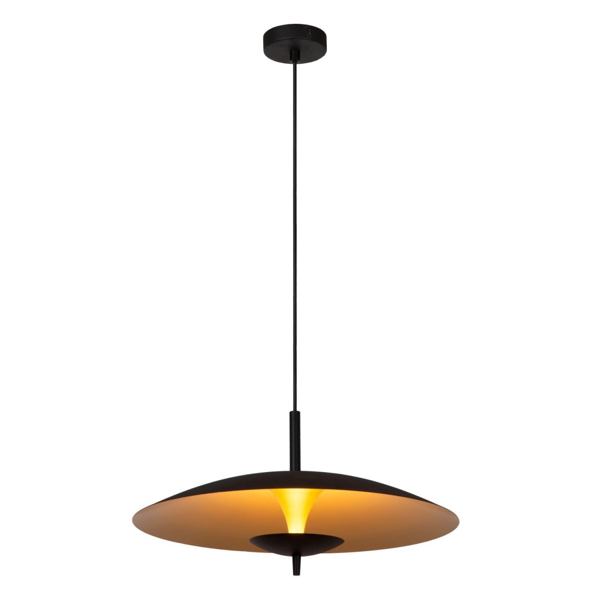 Lucide 30461/09/30 VULCAN - Lampa wisząca - 47 cm - Ściemniacz LED - 1x9W 3000K - Czarny
