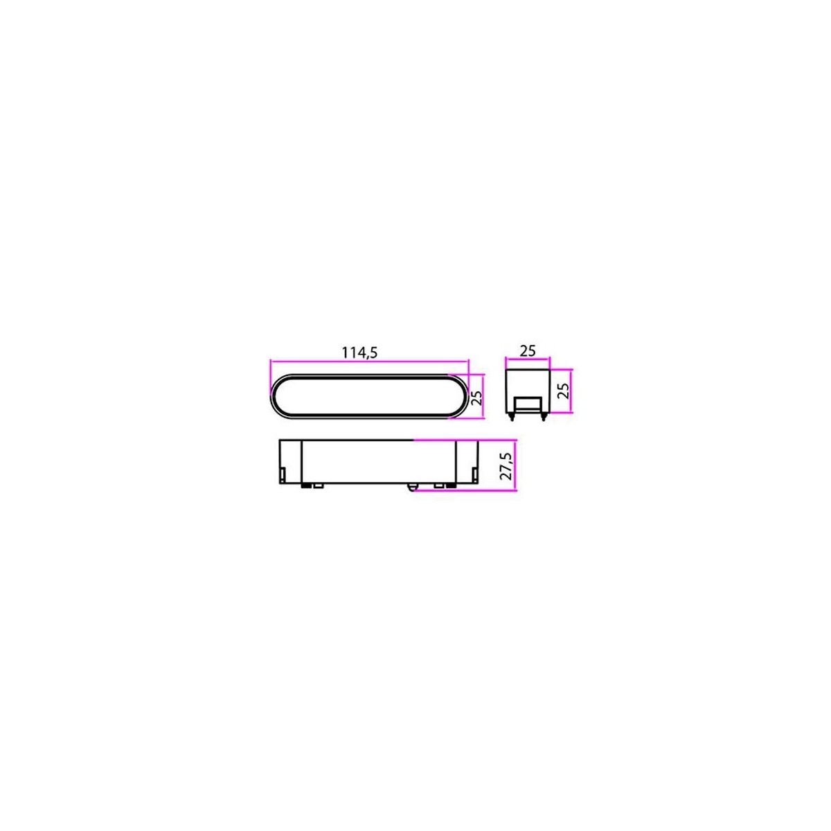 mały wtyk do szyny magnetycznej 48V 6W 4000K Linea 90° biała