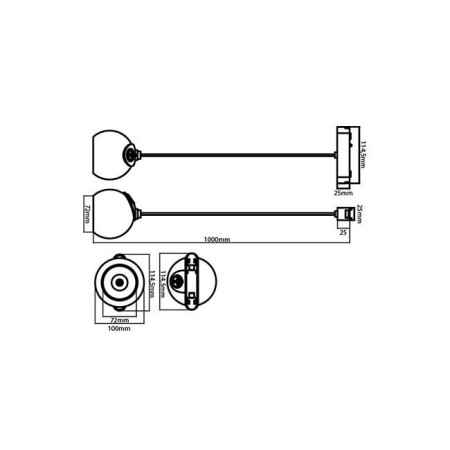 lampa wisząca do systemu magnetycznego 48V - kolor czarny - kształt kulki