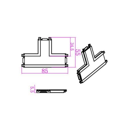 Łącznik litera T szyna magnetyczna 48V - lighting vt