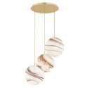 lampa wisząca 3 pł. ARUBA kolor biało-brązowy (marmurek), mosiądz szczotkowany polskiej manufaktury Argon