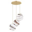 lampa wisząca 3 pł. ARUBA kolor biało-brązowy (marmurek), mosiądz szczotkowany polskiej manufaktury Argon