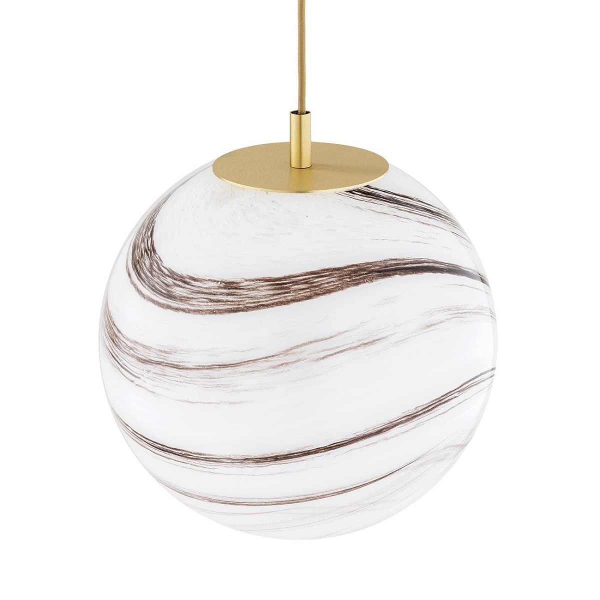 lampa wisząca 3 pł. ARUBA kolor biało-brązowy (marmurek), mosiądz szczotkowany polskiej manufaktury Argon
