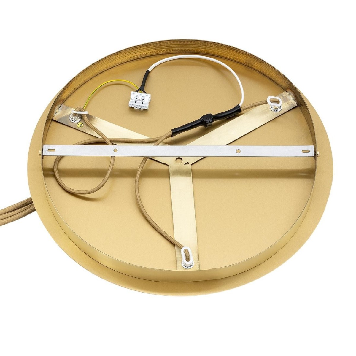 lampa wisząca 3 pł. ARUBA kolor biało-brązowy (marmurek), mosiądz szczotkowany polskiej manufaktury Argon