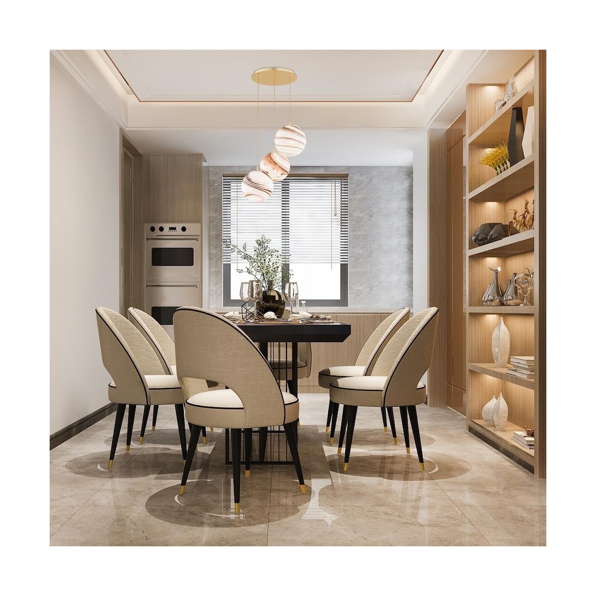 lampa wisząca 3 pł. ARUBA kolor biało-brązowy (marmurek), mosiądz szczotkowany polskiej manufaktury Argon