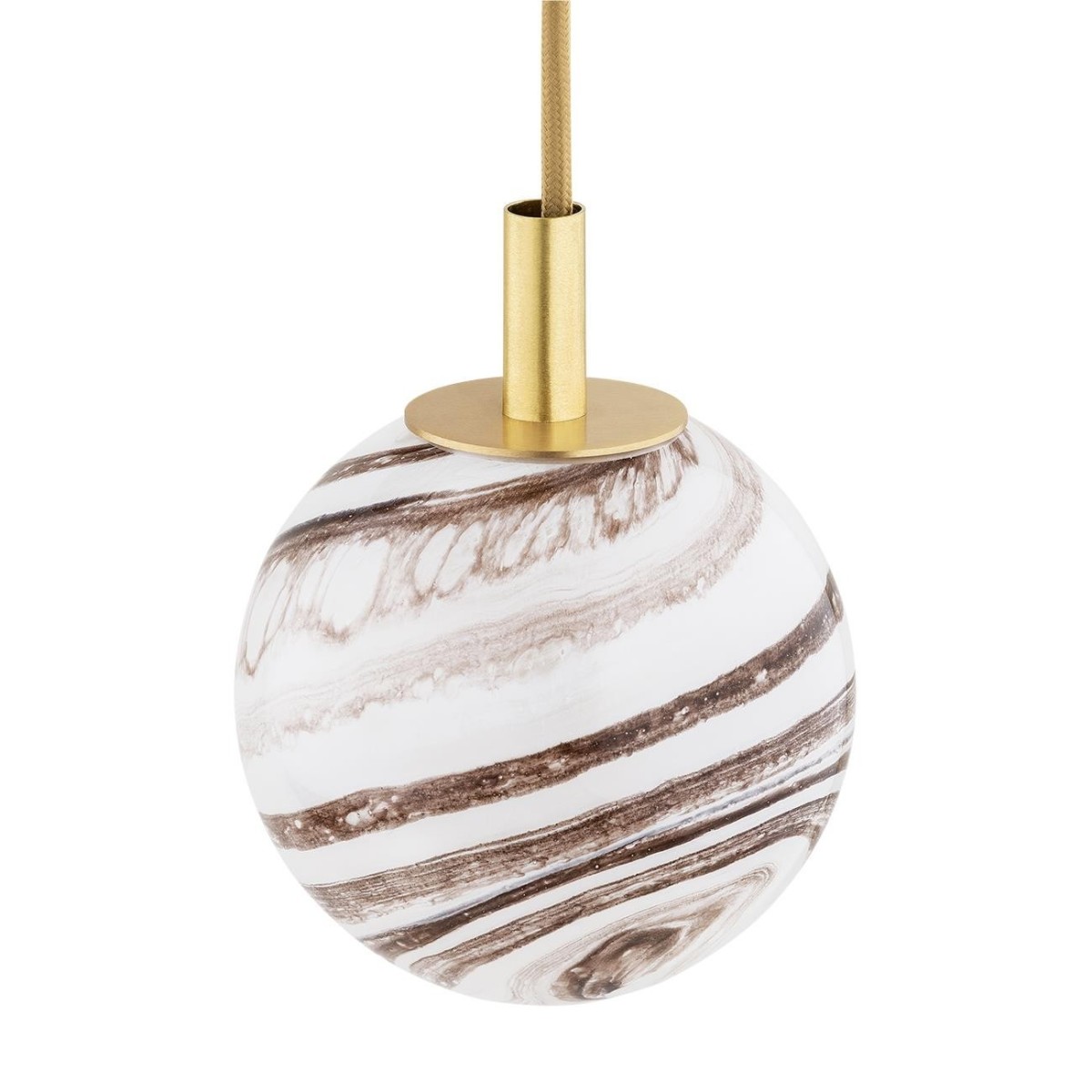 lampa wisząca 5 pł. ARUBA kolor biało-brązowy (marmurek), mosiądz szczotkowany polskiej manufaktury Argon