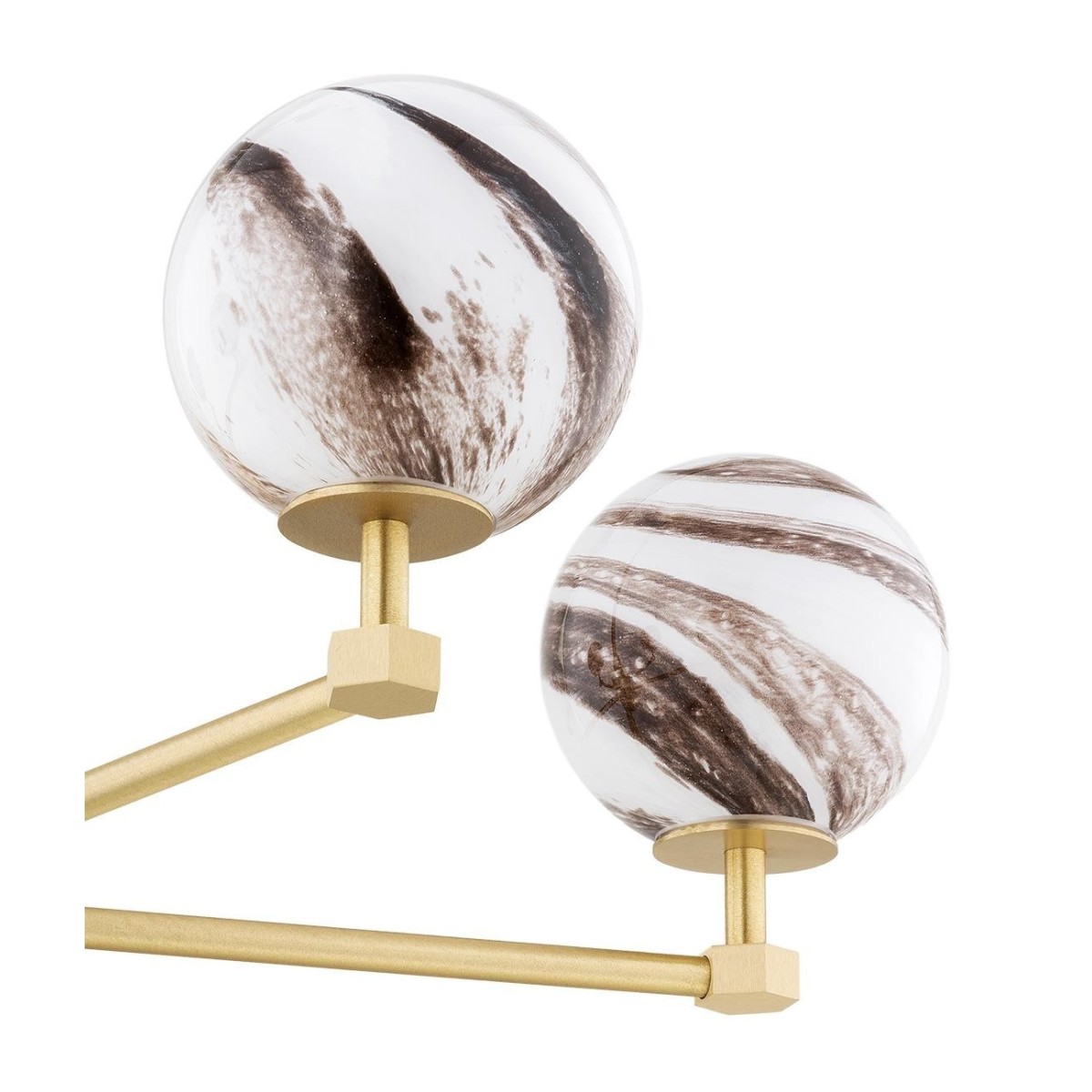 żyrandol 5 pł. ARUBA kolor biało-brązowy (marmurek), mosiądz szczotkowany polskiej manufaktury Argon