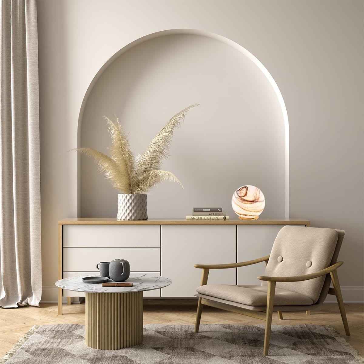 lampa stołowa 1 pł. ARUBA kolor biało-brązowy marmurek, mosiądz szczotkowany polskiej manufaktury Argon