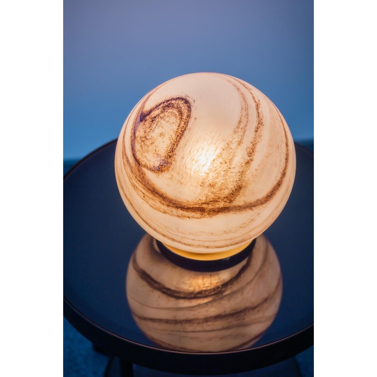 lampa stołowa 1 pł. ARUBA kolor biało-brązowy marmurek, mosiądz szczotkowany polskiej manufaktury Argon