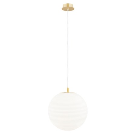 lampa wisząca 1 pł. EVANS kolor opal mat, mosiądz szczotkowany (ryflowania poziomo) polskiej manufaktury Argon