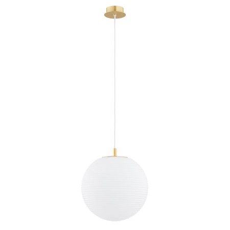 lampa wisząca 1 pł. EVANS kolor opal mat, mosiądz szczotkowany (ryflowania poziomo) polskiej manufaktury Argon
