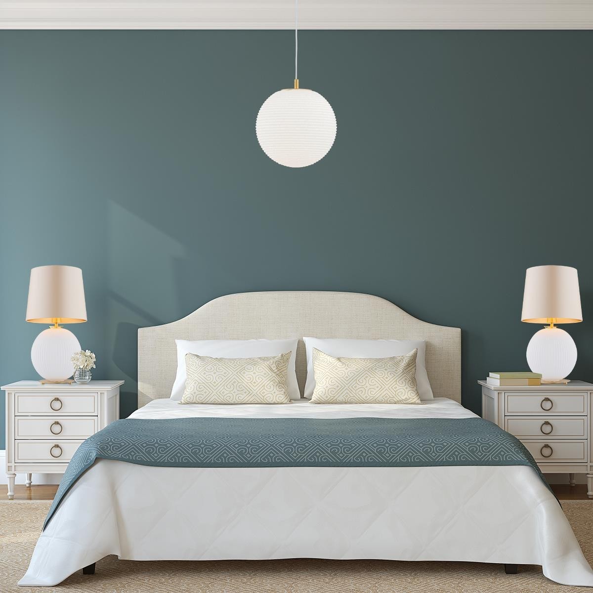 lampa wisząca 1 pł. EVANS kolor opal mat, mosiądz szczotkowany (ryflowania poziomo) polskiej manufaktury Argon