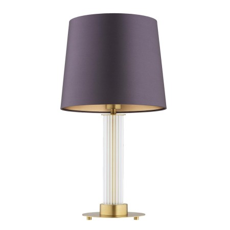 lampa stołowa 1 pł. HAMPTON kolor fioletowy-śliwkowy (złoty środek), transparentny (ryflowany), mosiądz szczotkowany