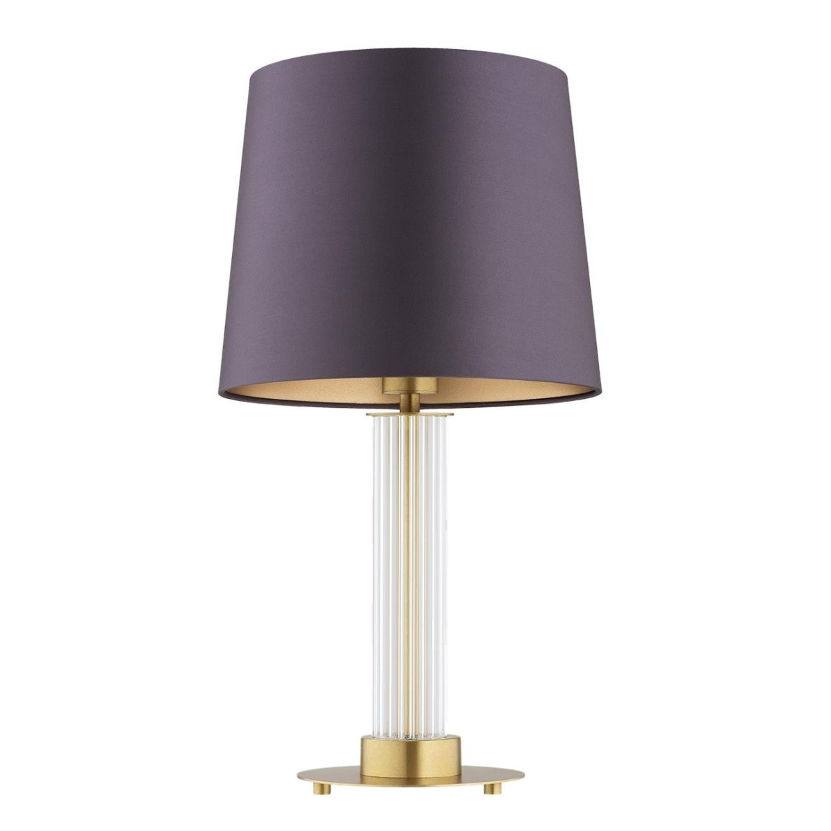 lampa stołowa 1 pł. HAMPTON kolor fioletowy-śliwkowy (złoty środek), transparentny (ryflowany), mosiądz szczotkowany