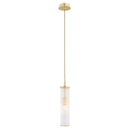 lampa wisząca 1 pł. HAMPTON kolor transparentny (ryflowany), mosiądz szczotkowany polskiej manufaktury Argon