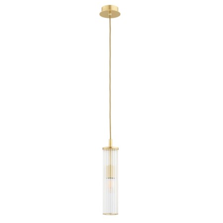 lampa wisząca 1 pł. HAMPTON kolor transparentny (ryflowany), mosiądz szczotkowany polskiej manufaktury Argon