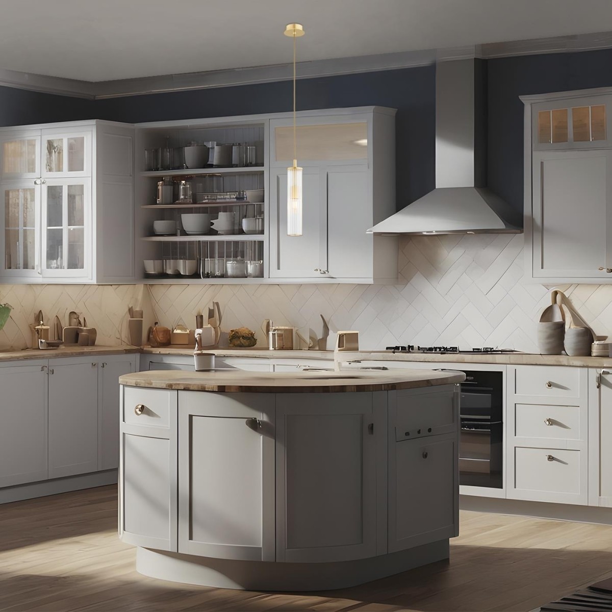 lampa wisząca 1 pł. HAMPTON kolor transparentny (ryflowany), mosiądz szczotkowany polskiej manufaktury Argon