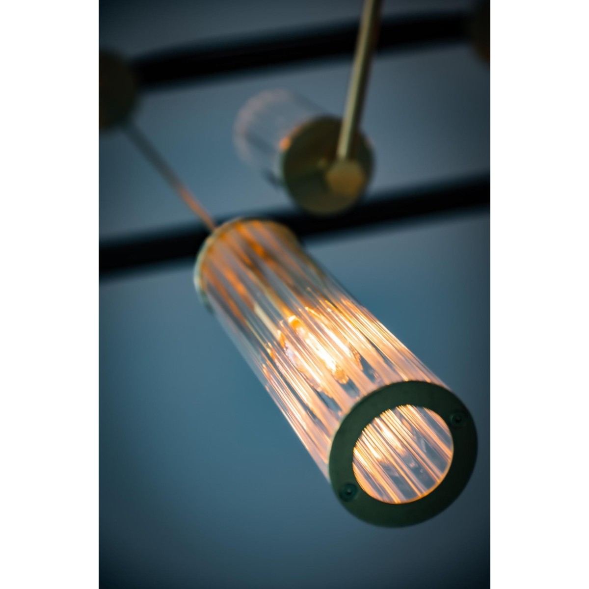 lampa wisząca 1 pł. HAMPTON kolor transparentny (ryflowany), mosiądz szczotkowany polskiej manufaktury Argon