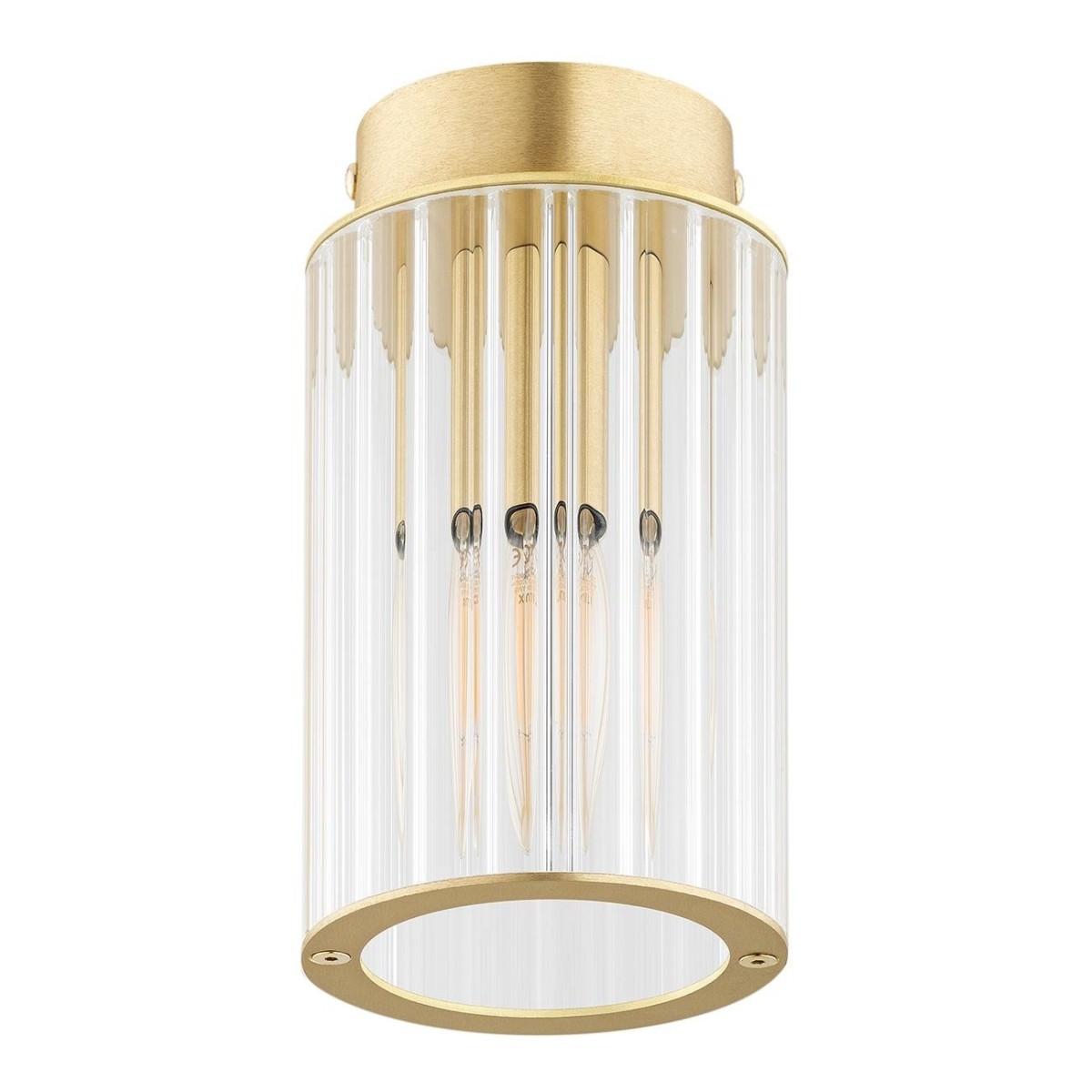 plafon 1 pł. HAMPTON kolor transparentny (ryflowany), mosiądz szczotkowany polskiej manufaktury Argon