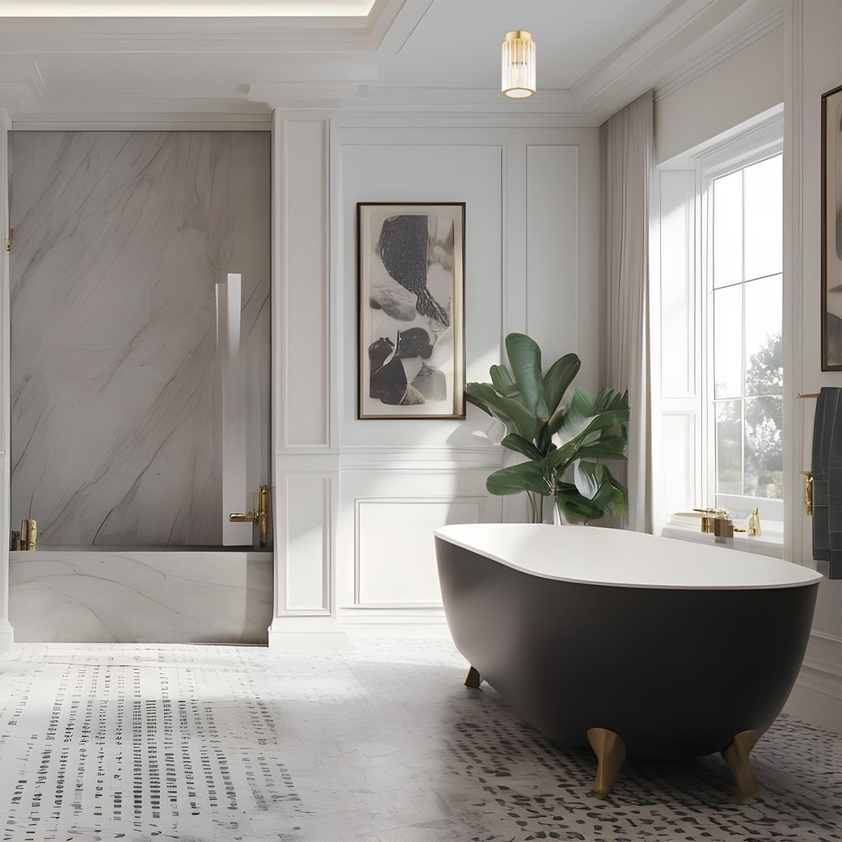 plafon 1 pł. HAMPTON kolor transparentny (ryflowany), mosiądz szczotkowany polskiej manufaktury Argon