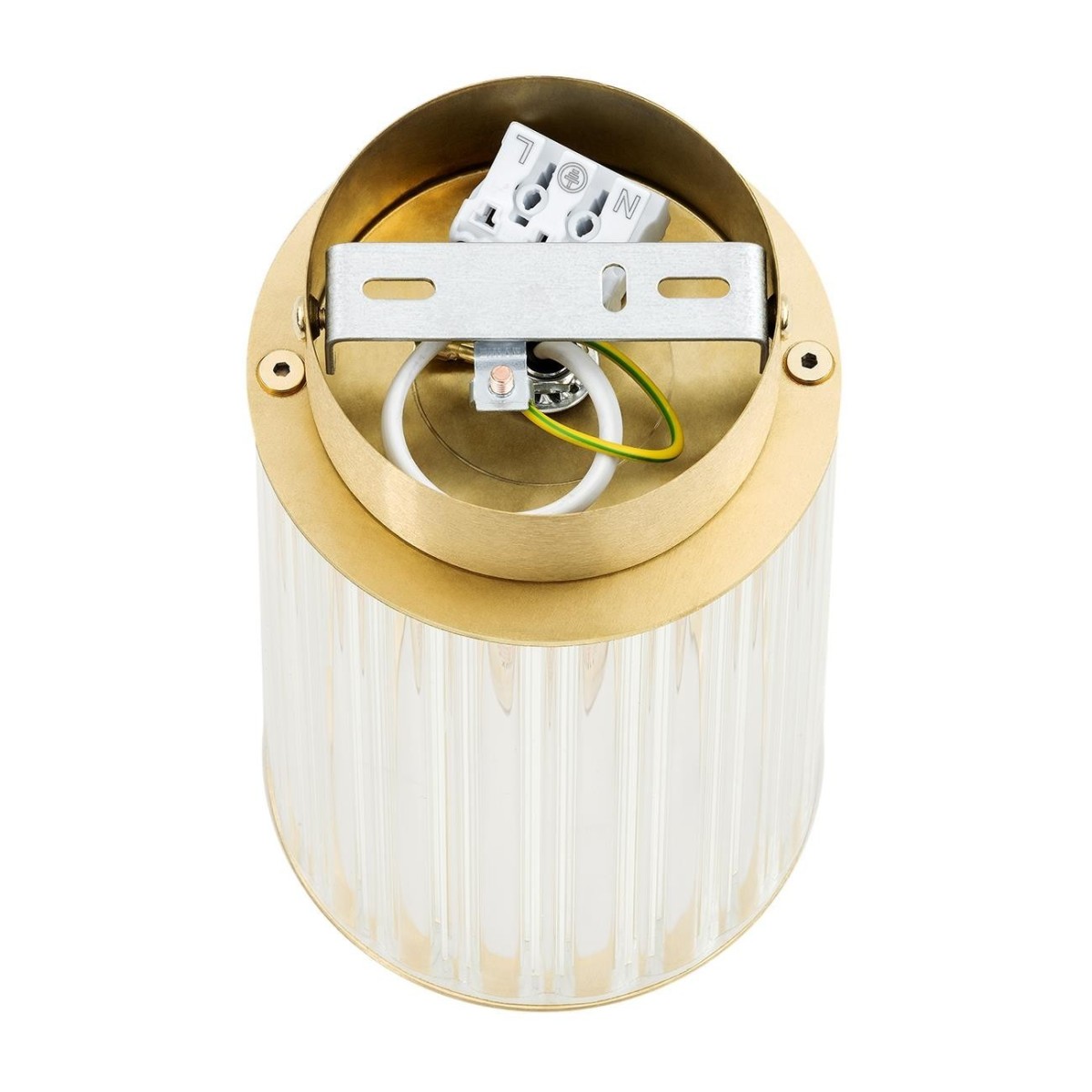 plafon 1 pł. HAMPTON kolor transparentny (ryflowany), mosiądz szczotkowany polskiej manufaktury Argon