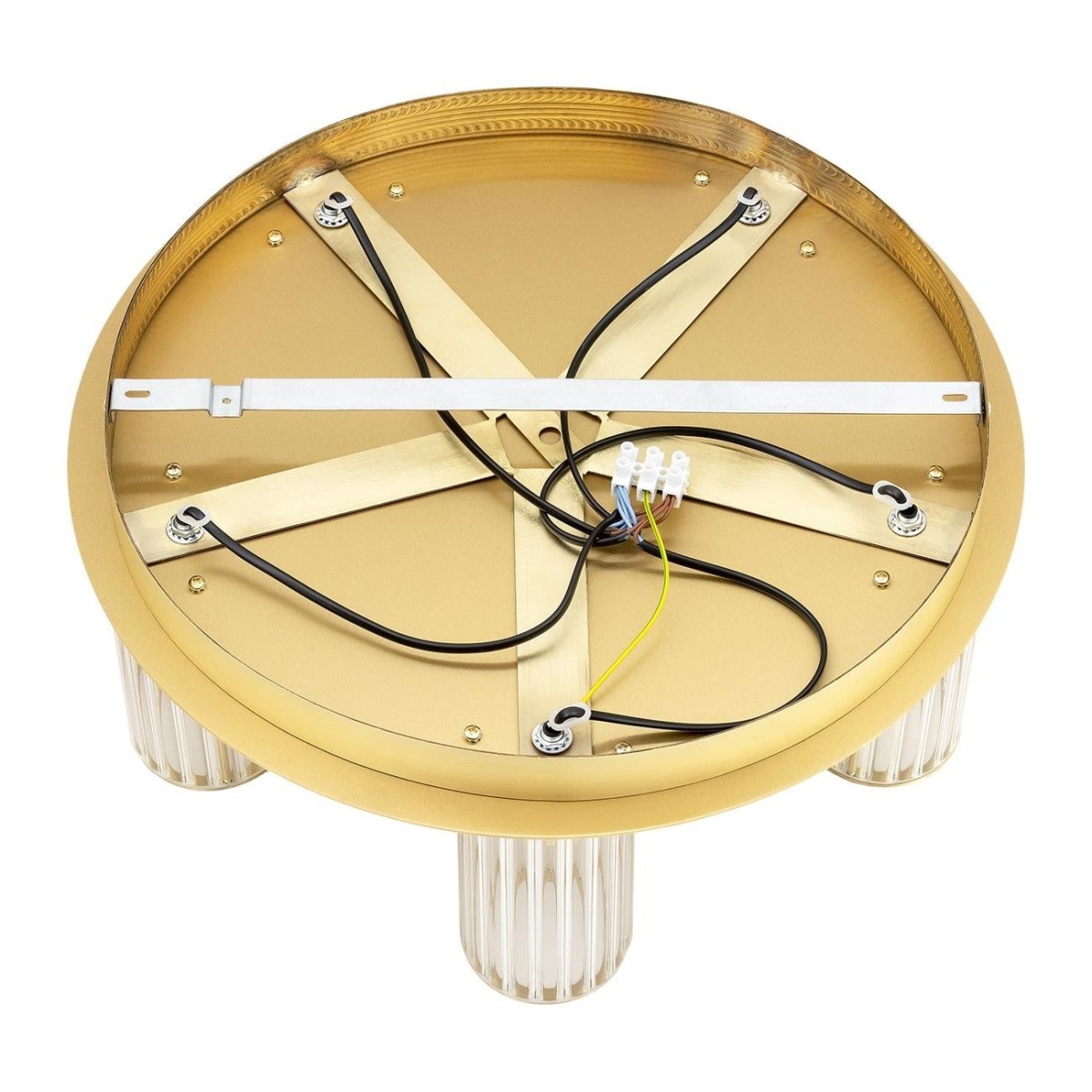 plafon 5 pł. HAMPTON kolor transparentny (ryflowany), mosiądz szczotkowany polskiej manufaktury Argon