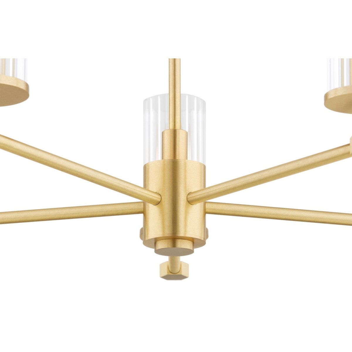 żyrandol 5 pł. HAMPTON kolor transparentny (ryflowany), mosiądz szczotkowany polskiej manufaktury Argon