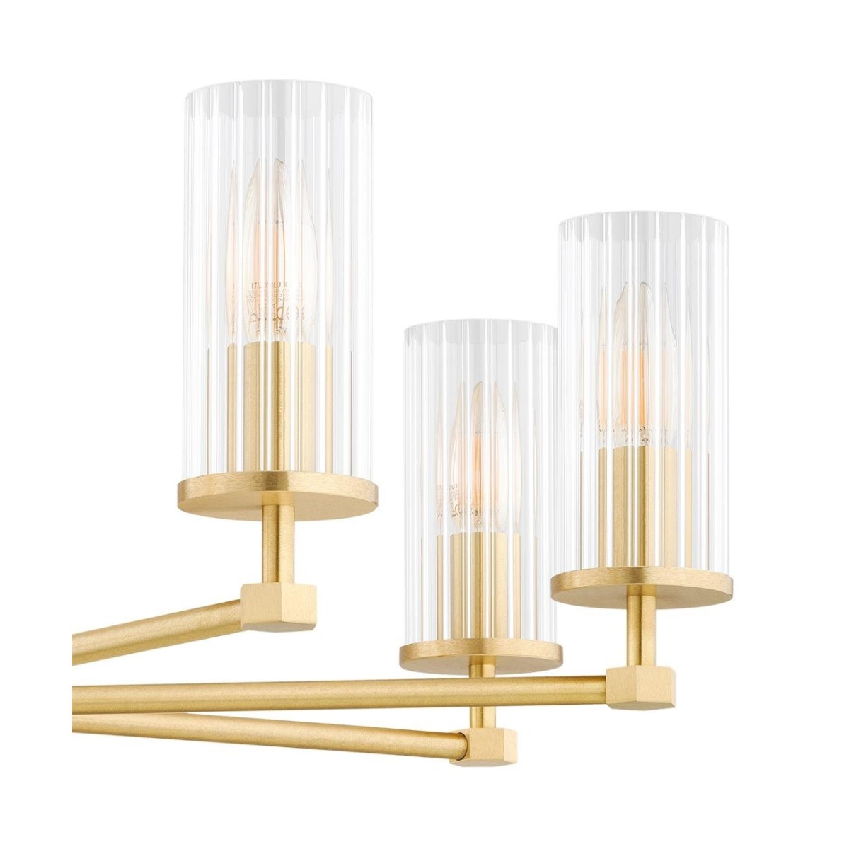 żyrandol 8 pł. HAMPTON kolor transparentny (ryflowany), mosiądz szczotkowany polskiej manufaktury Argon