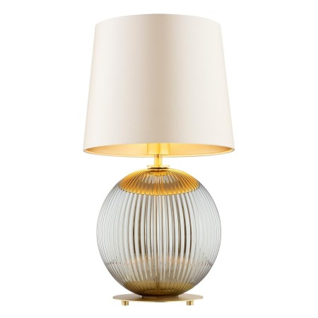 lampa stołowa 1 pł. HAMILTON kolor beżowy (złoty środek), szary lister, mosiądz szczotkowany polskiej manufaktury Argon