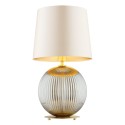 lampa stołowa 1 pł. HAMILTON kolor beżowy (złoty środek), szary lister, mosiądz szczotkowany polskiej manufaktury Argon