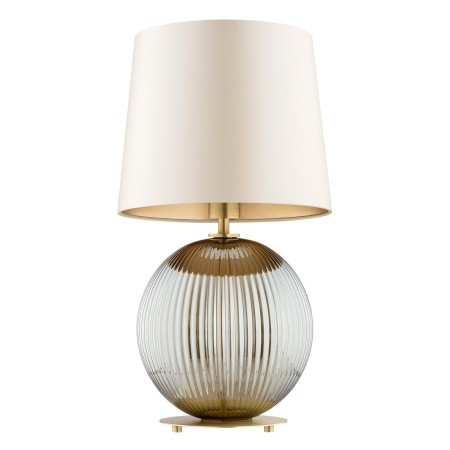 lampa stołowa 1 pł. HAMILTON kolor beżowy (złoty środek), szary lister, mosiądz szczotkowany polskiej manufaktury Argon