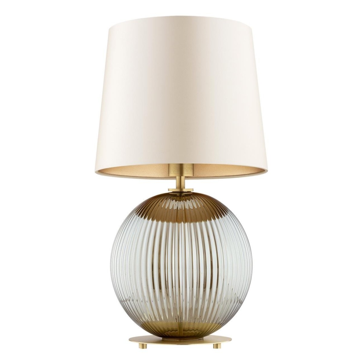 lampa stołowa 1 pł. HAMILTON kolor beżowy (złoty środek), szary lister, mosiądz szczotkowany polskiej manufaktury Argon