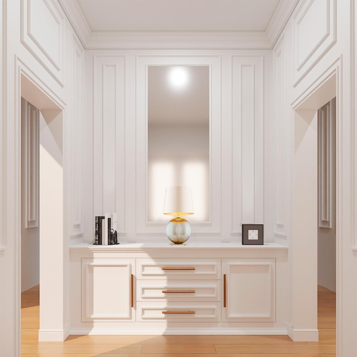 lampa stołowa 1 pł. HAMILTON kolor beżowy (złoty środek), szary lister, mosiądz szczotkowany polskiej manufaktury Argon