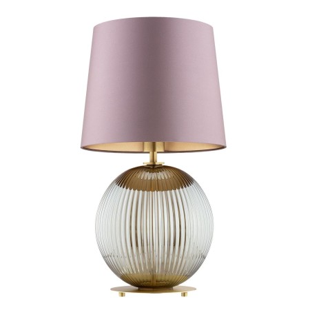 lampa stołowa 1 pł. HAMILTON kolor brudny róż (złoty środek), szary lister, mosiądz szczotkowany polskiej manufaktury Argon