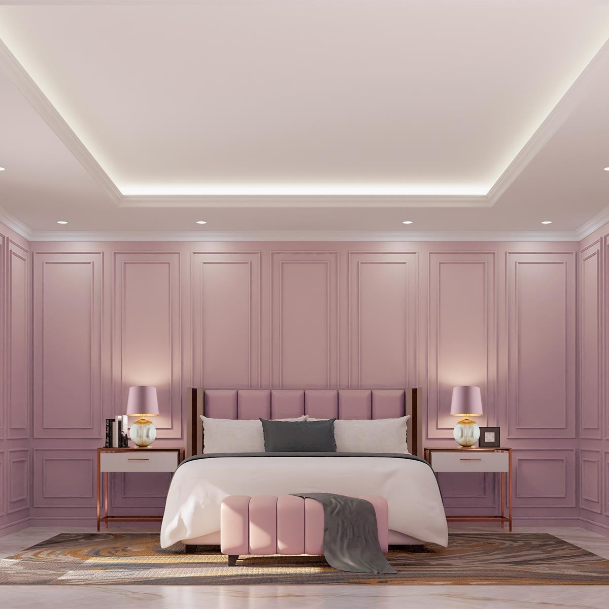 lampa stołowa 1 pł. HAMILTON kolor brudny róż (złoty środek), szary lister, mosiądz szczotkowany polskiej manufaktury Argon