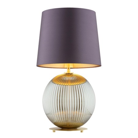 lampa stołowa 1 pł. HAMILTON kolor fioletowy-śliwkowy (złoty środek), szary lister, mosiądz szczotkowany