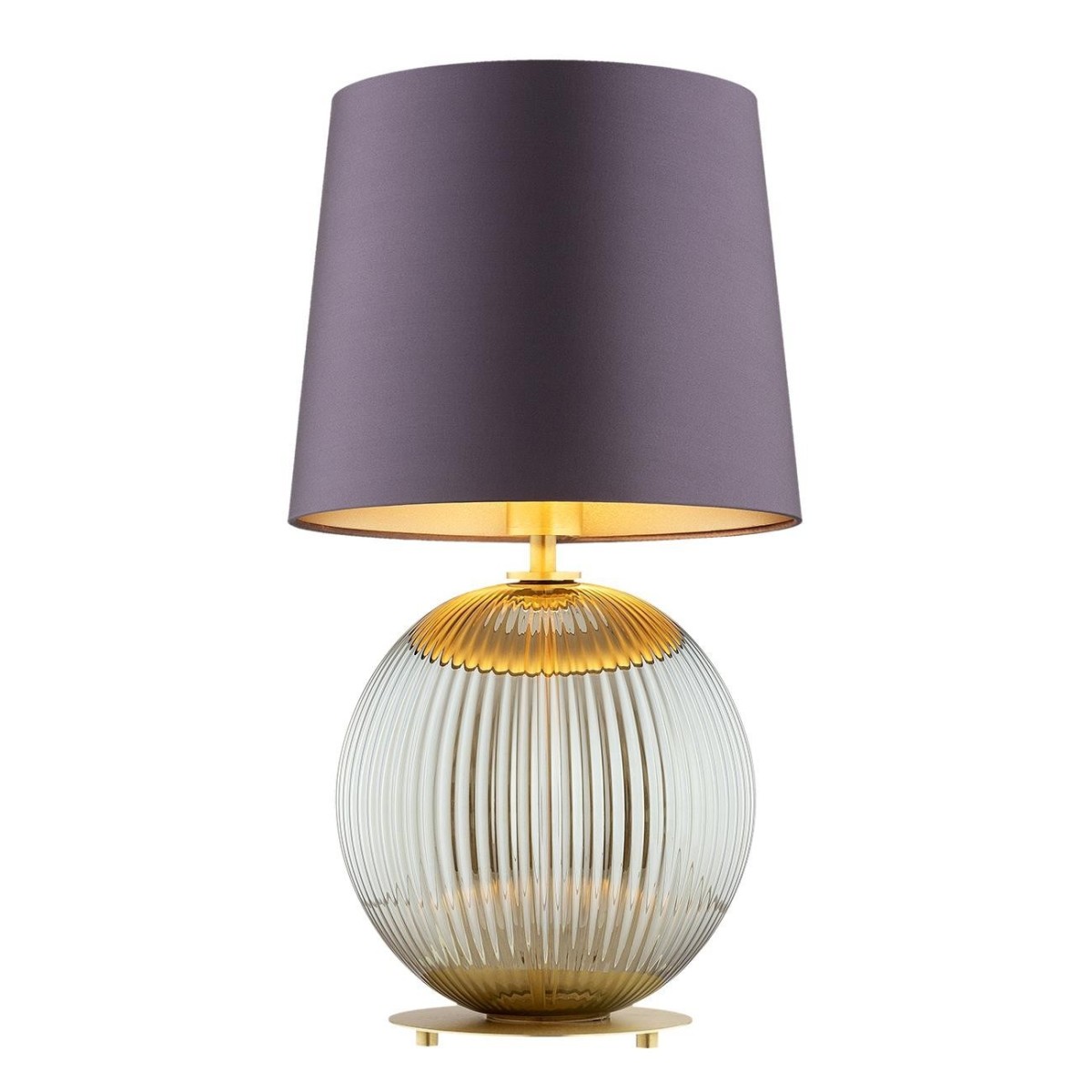 lampa stołowa 1 pł. HAMILTON kolor fioletowy-śliwkowy (złoty środek), szary lister, mosiądz szczotkowany