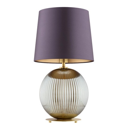 lampa stołowa 1 pł. HAMILTON kolor fioletowy-śliwkowy (złoty środek), szary lister, mosiądz szczotkowany