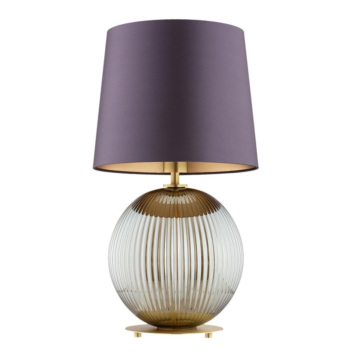 lampa stołowa 1 pł. HAMILTON kolor fioletowy-śliwkowy (złoty środek), szary lister, mosiądz szczotkowany