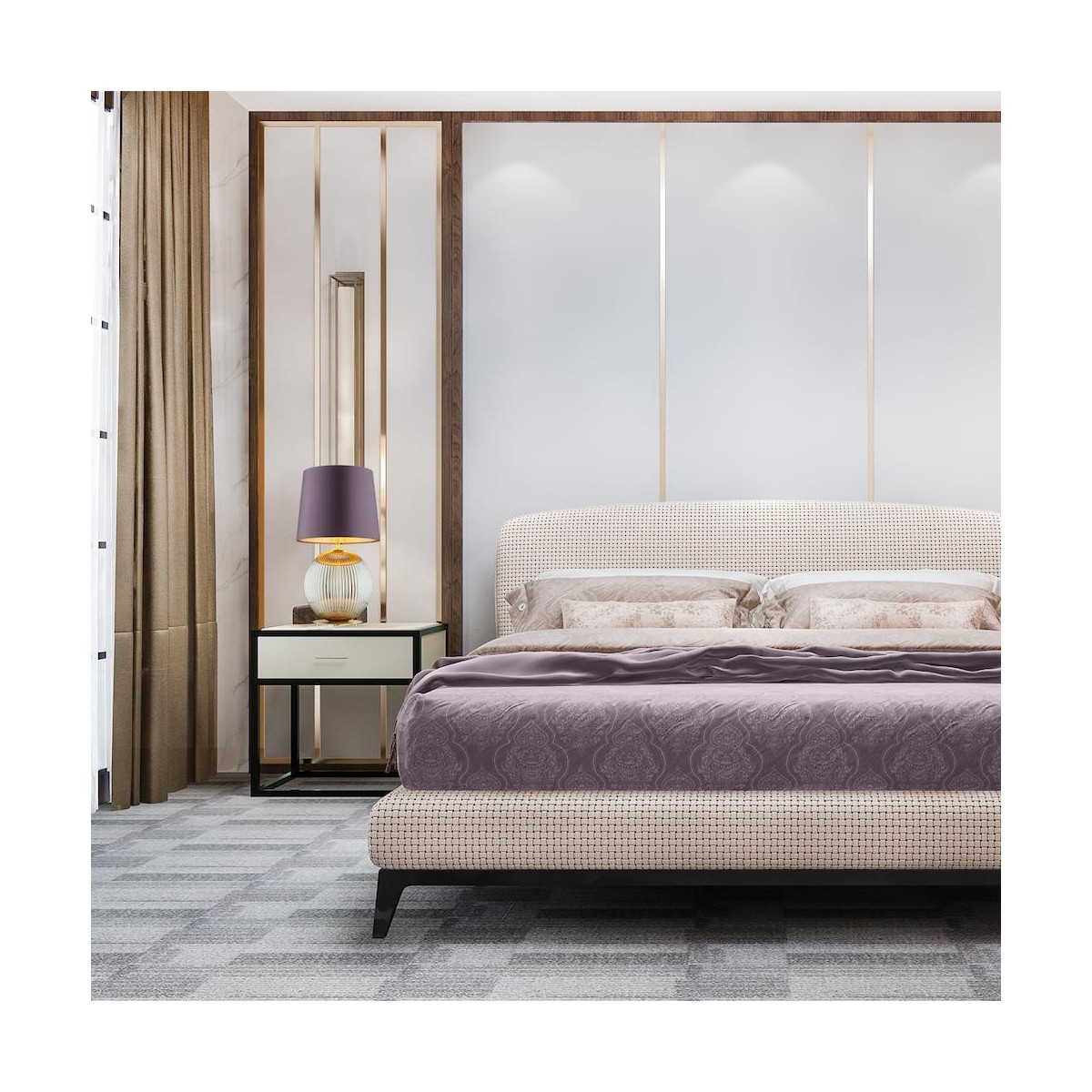 lampa stołowa 1 pł. HAMILTON kolor fioletowy-śliwkowy (złoty środek), szary lister, mosiądz szczotkowany