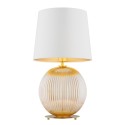 lampa stołowa 1 pł. HAMILTON kolor kremowy (złoty środek), miodowy lister, mosiądz szczotkowany polskiej manufaktury Argon