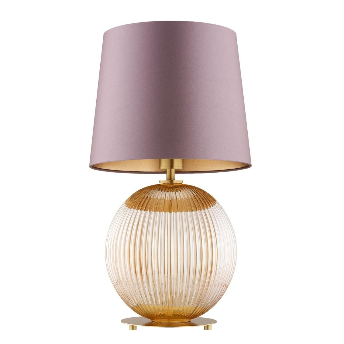 lampa stołowa 1 pł. HAMILTON kolor brudny róż (złoty środek), miodowy lister, mosiądz szczotkowany polskiej manufaktury Argon