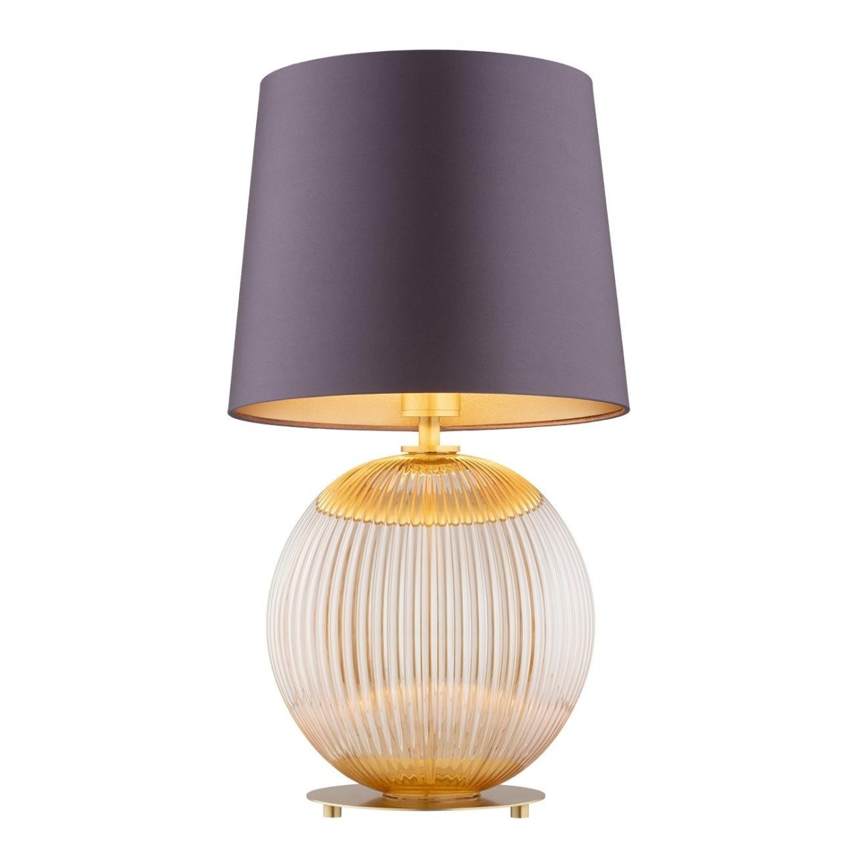 lampa stołowa 1 pł. HAMILTON kolor fioletowy-śliwkowy (złoty środek), miodowy lister, mosiądz szczotkowany