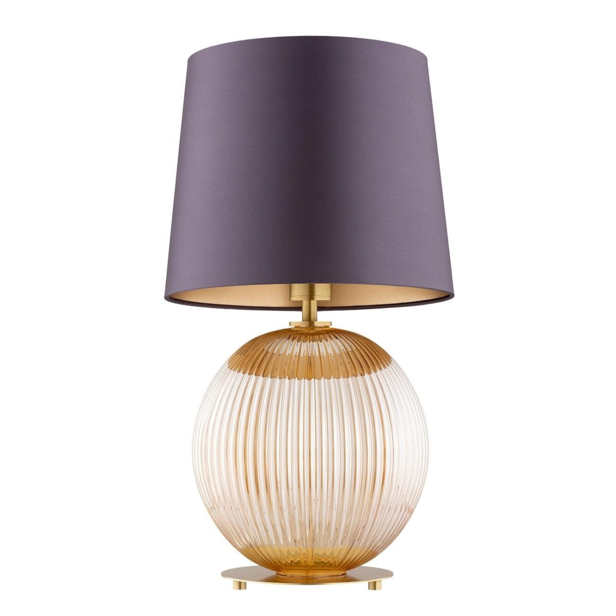 lampa stołowa 1 pł. HAMILTON kolor fioletowy-śliwkowy (złoty środek), miodowy lister, mosiądz szczotkowany