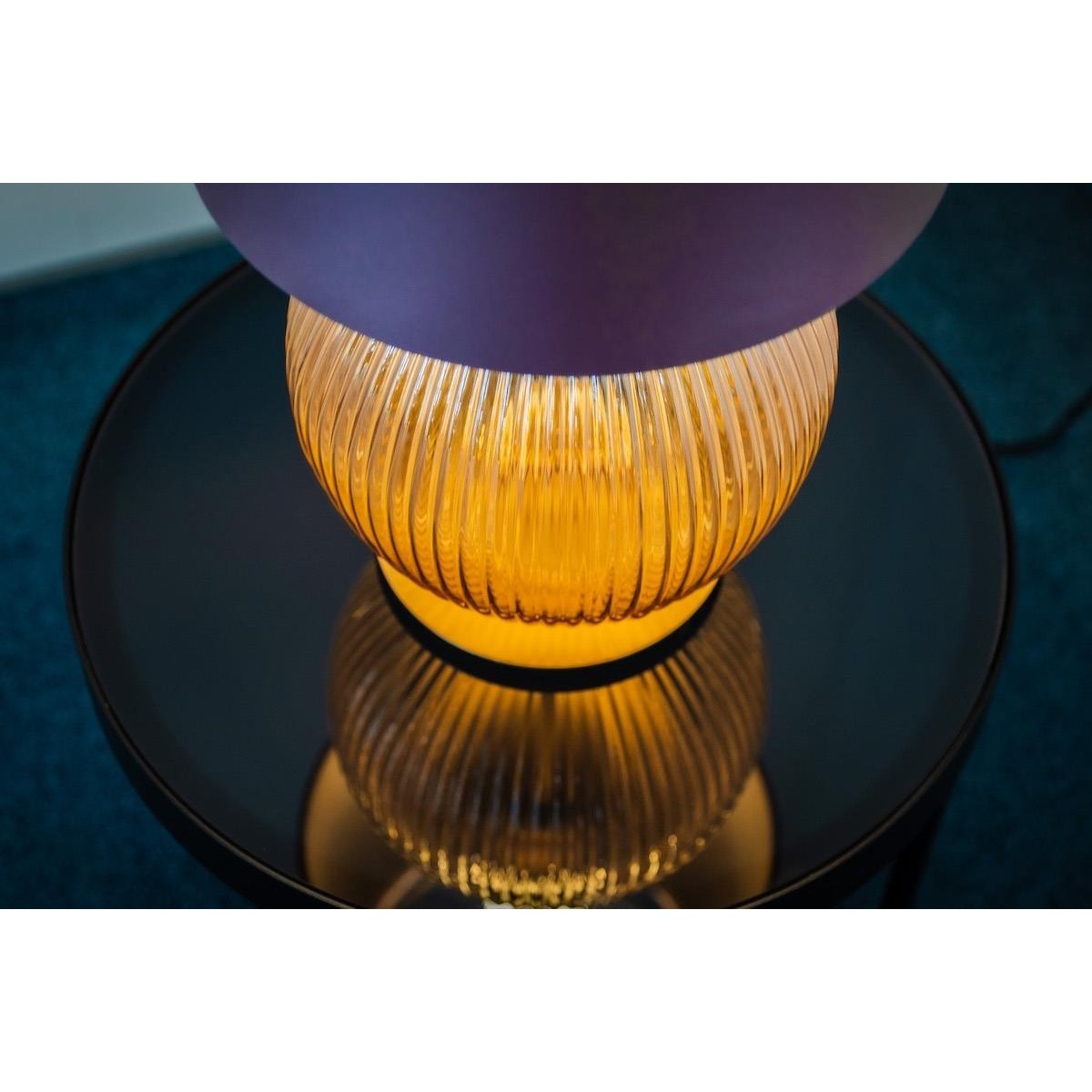 lampa stołowa 1 pł. HAMILTON kolor fioletowy-śliwkowy (złoty środek), miodowy lister, mosiądz szczotkowany