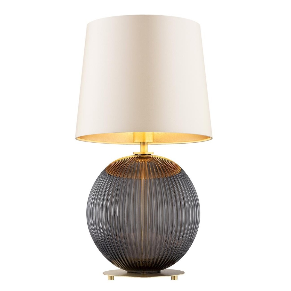 lampa stołowa 1 pł. HAMILTON kolor beżowy (złoty środek), dymny, mosiądz szczotkowany polskiej manufaktury Argon