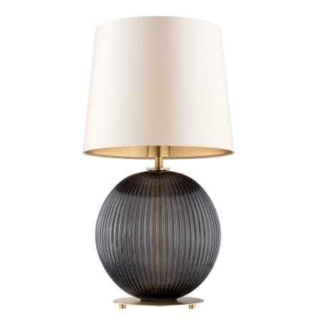 lampa stołowa 1 pł. HAMILTON kolor beżowy (złoty środek), dymny, mosiądz szczotkowany polskiej manufaktury Argon