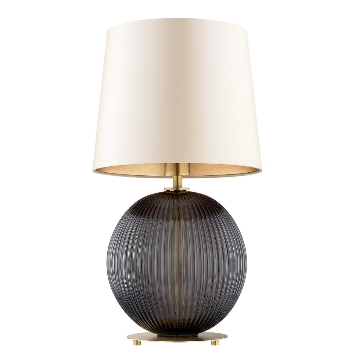 lampa stołowa 1 pł. HAMILTON kolor beżowy (złoty środek), dymny, mosiądz szczotkowany polskiej manufaktury Argon